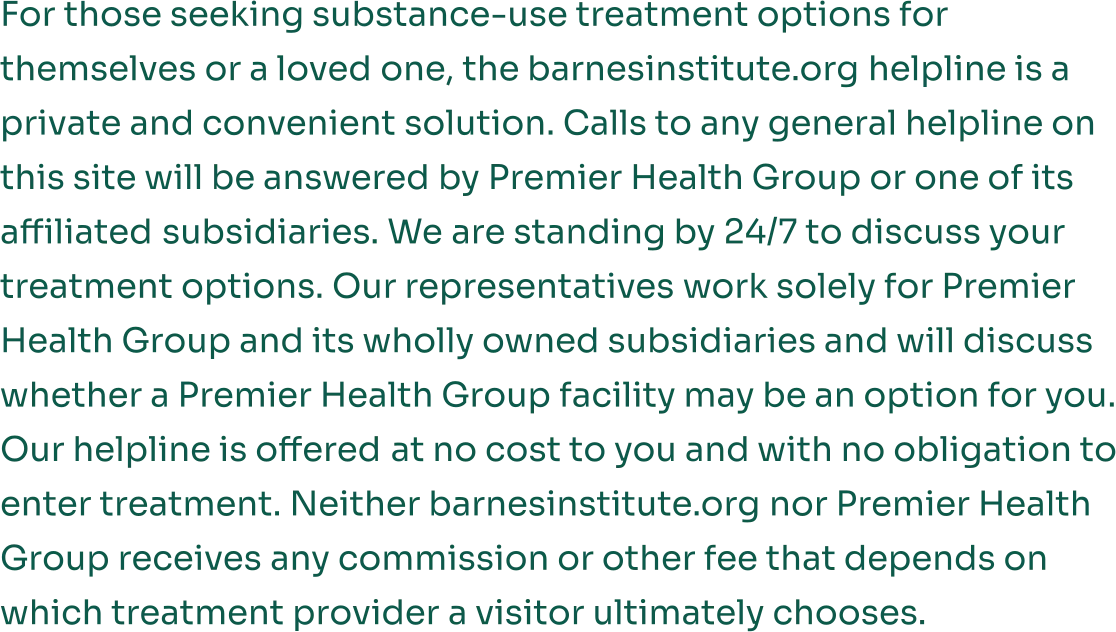 Disclosure: calls may be answered by an affiliated treatment provider; no referral fee is charged.